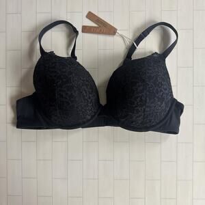 NWT SKIMS Fits Everybody Lace Push-Up Demi Bra - Onyx 42C